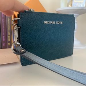 Michael Kors blue tone card case